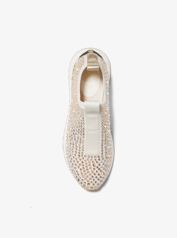 Damske Tenisky Michael Kors Bodie Embellished Mesh Slip-On Krém - Topanky Michael Kors Slevy | XKWGM-6284